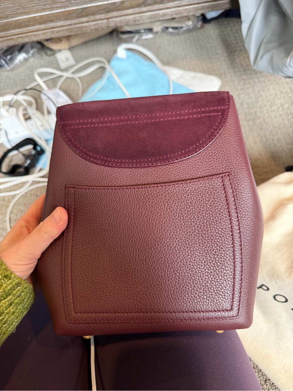 Polène Crossbody Bag in Burgundy and Gold - Picture 10 of 11